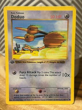 Pokemon Doduo, Vintage Card, 1999, 96, 98, Collectible, Fan Favorite